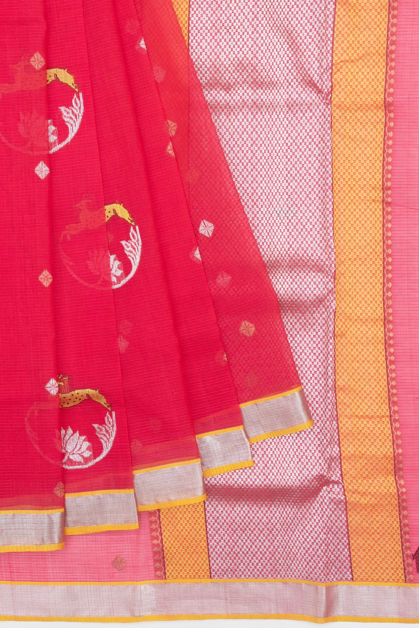 Pink Kota Doria silk saree