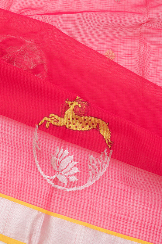 Pink Kota Doria silk saree