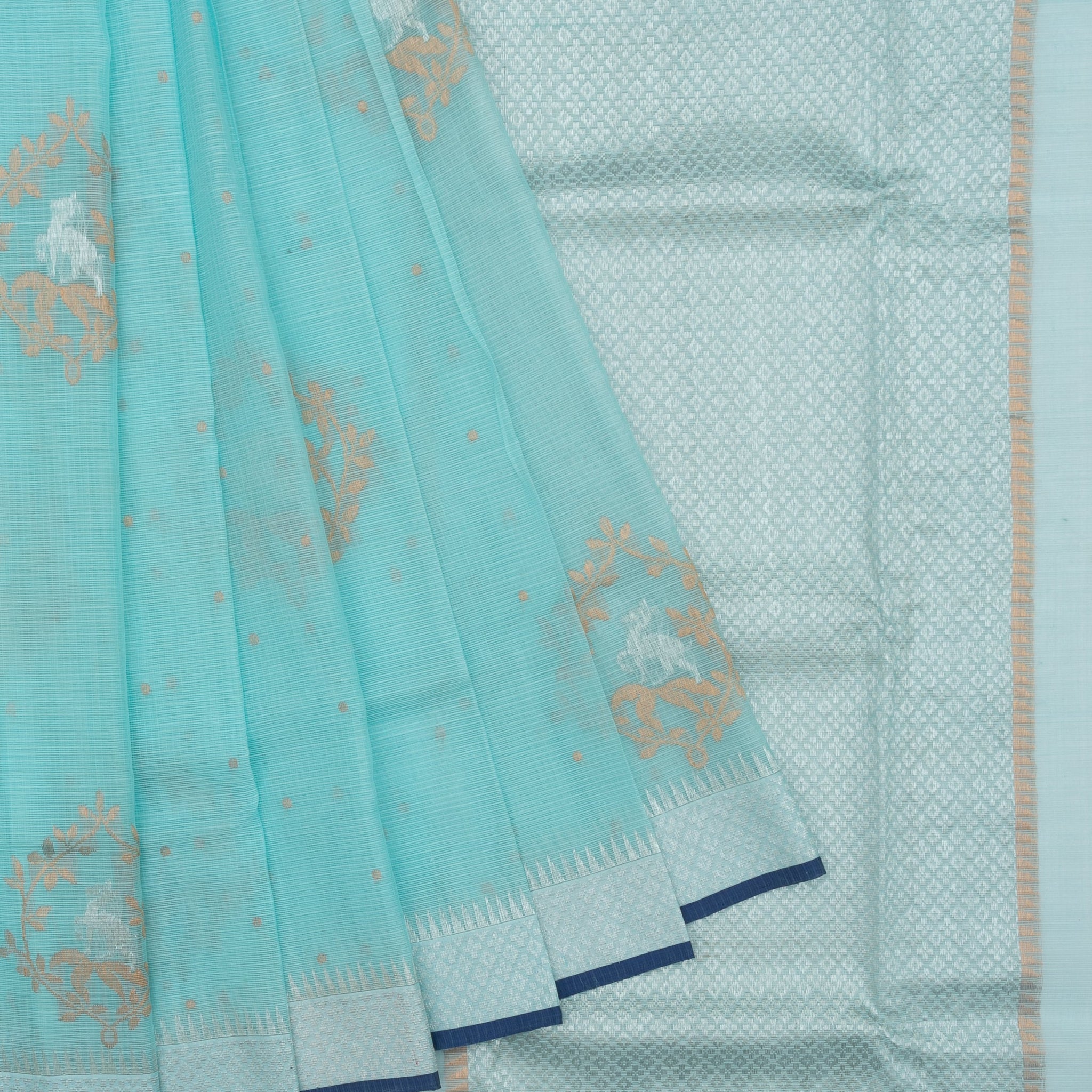 Sky Blue Kota Doria silk saree