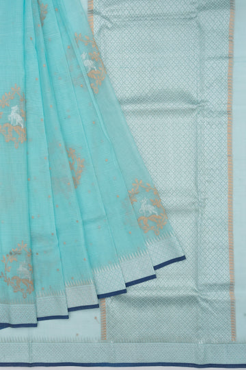 Sky Blue Kota Doria silk saree