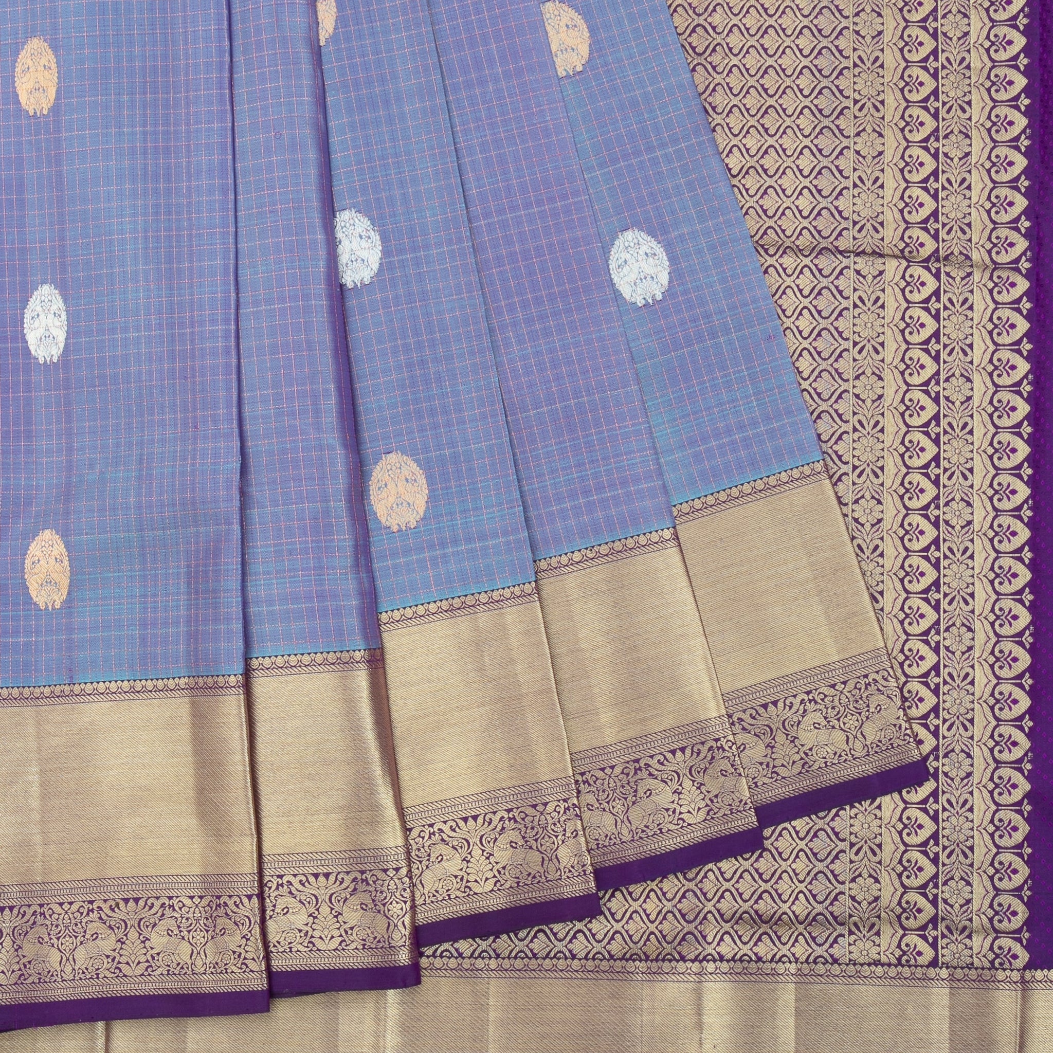 Sea Blue Kanchipuram Silk Saree