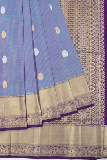 Sea Blue Kanchipuram Silk Saree