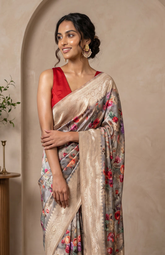 Multi Colour Banaras Mashru Silk Saree