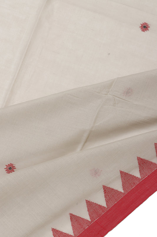 Ash Bengal Cotton Jamdani Saree with Diamond Butta and Thread Work