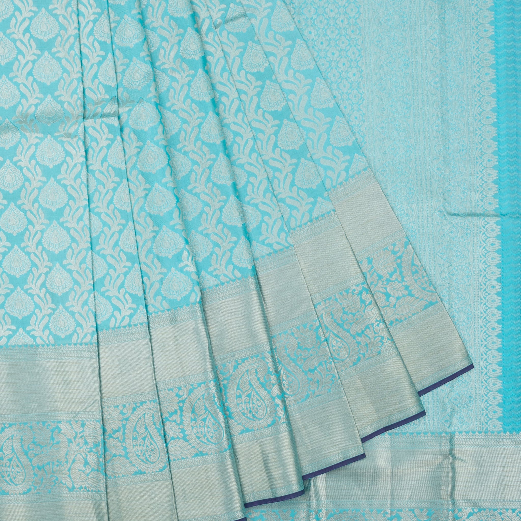 Sky Blue Kanchipuram Silk Saree