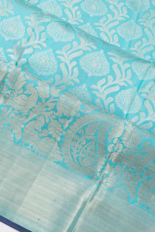 Sky Blue Kanchipuram Silk Saree