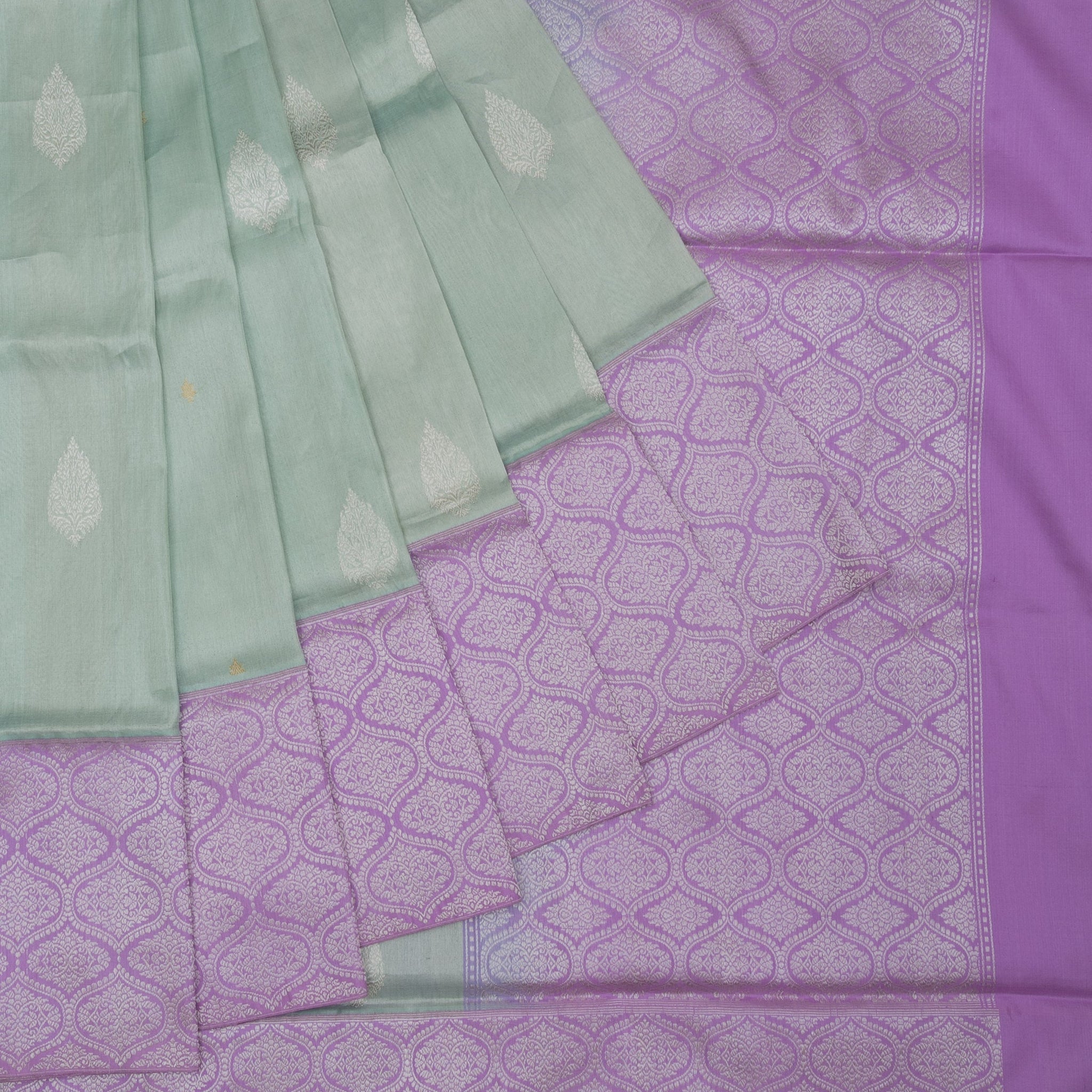 Pista Green Banaras Katan  Saree