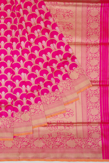 Pink Banaras Katan Saree