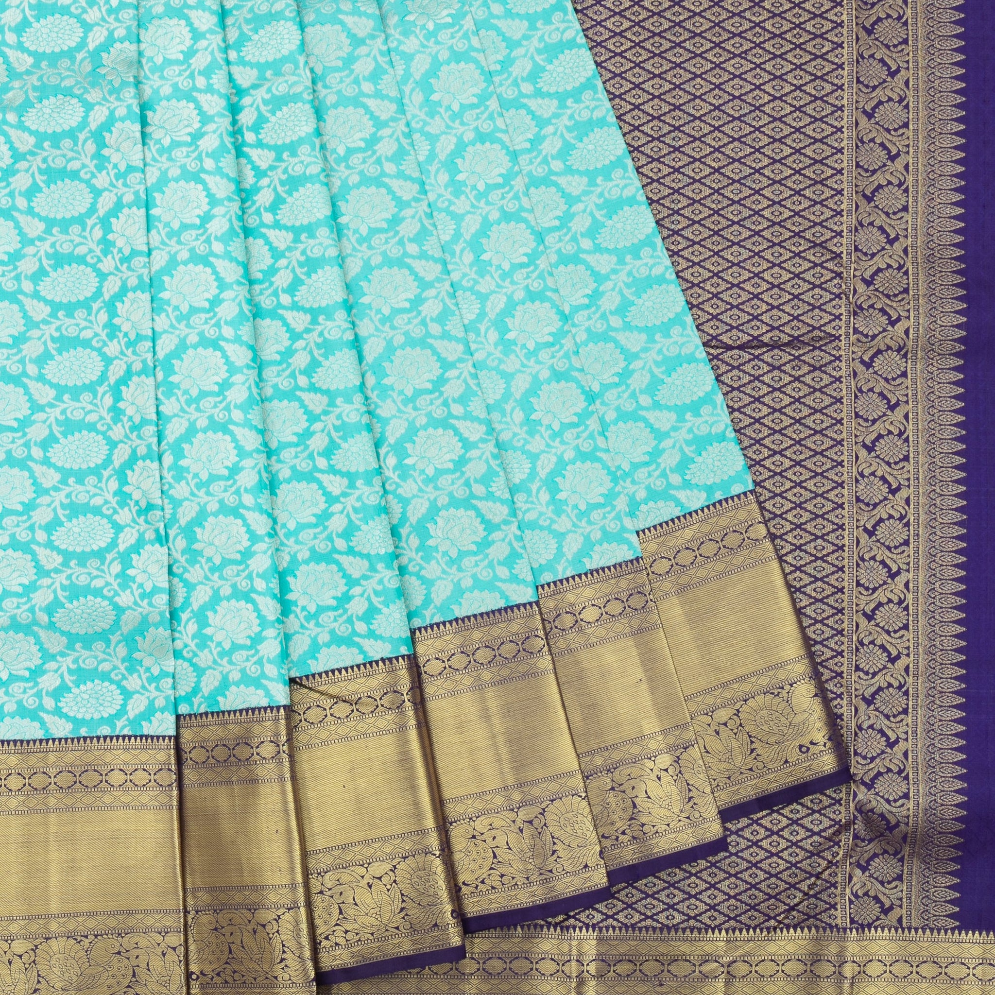 Sea Green Kanchi puram silk saree