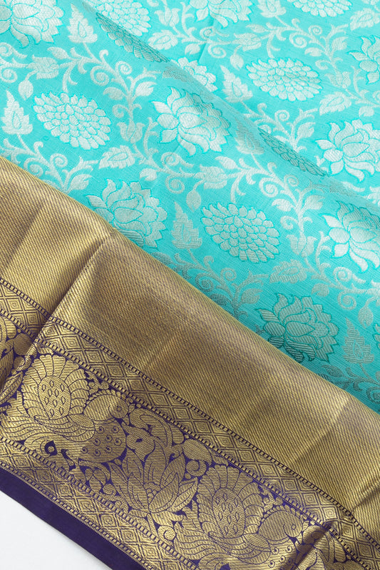 Sea Green Kanchi puram silk saree