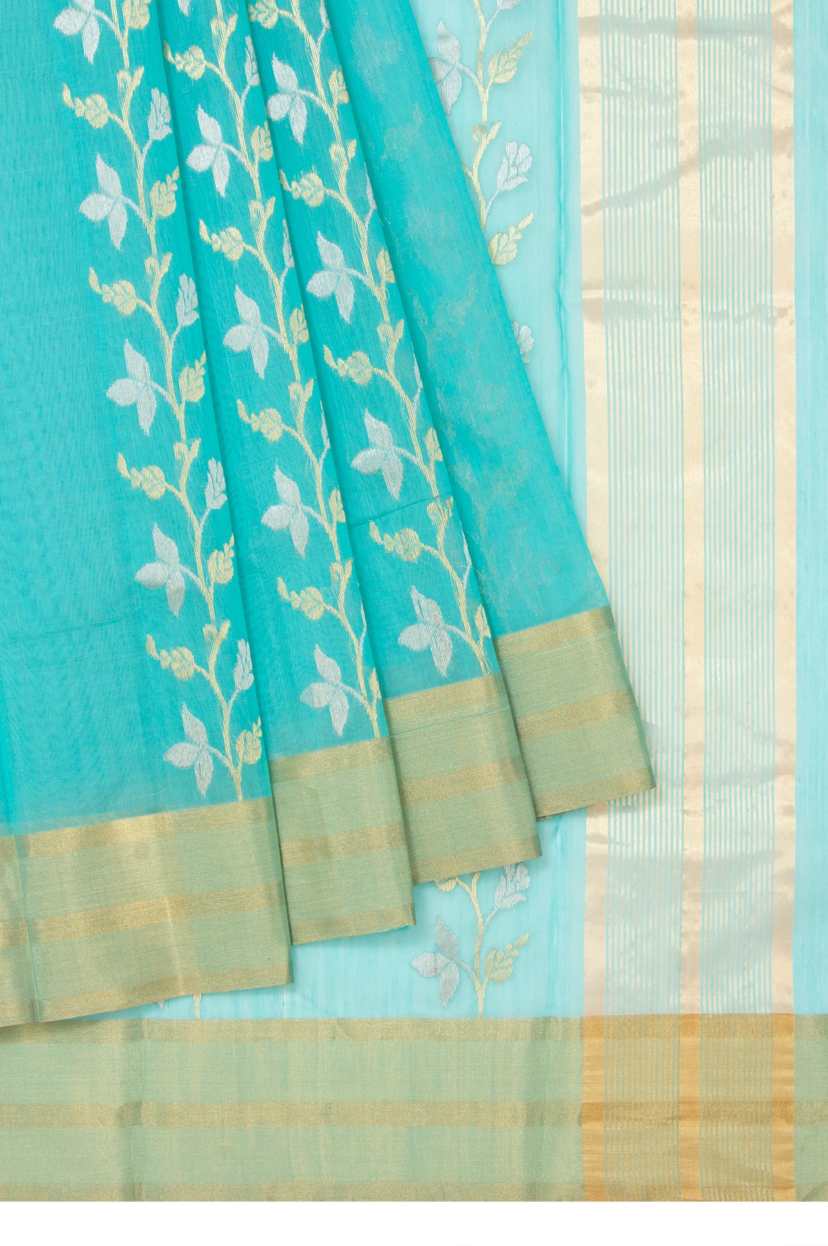 Sky Blue Chanderi Silk Cotton Saree