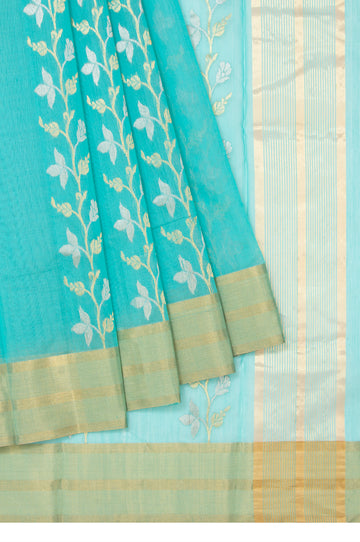 Sky Blue Chanderi Silk Cotton Saree