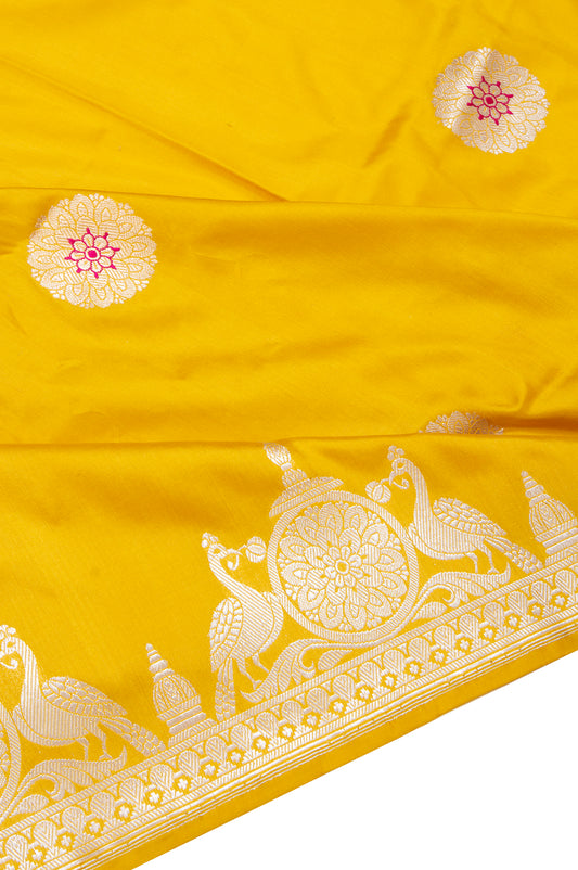 Yellow Banaras Katan Saree