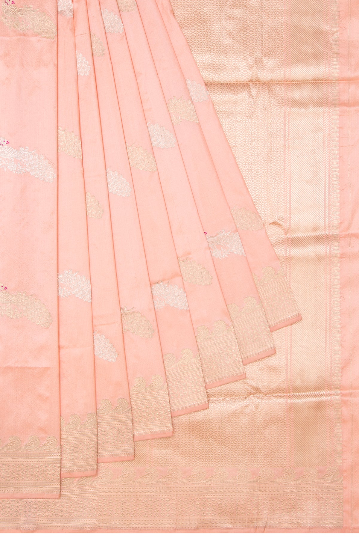 Peach Banaras Katan Saree