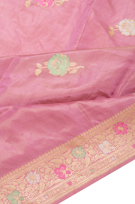 Onion Pink Banaras Katan Saree