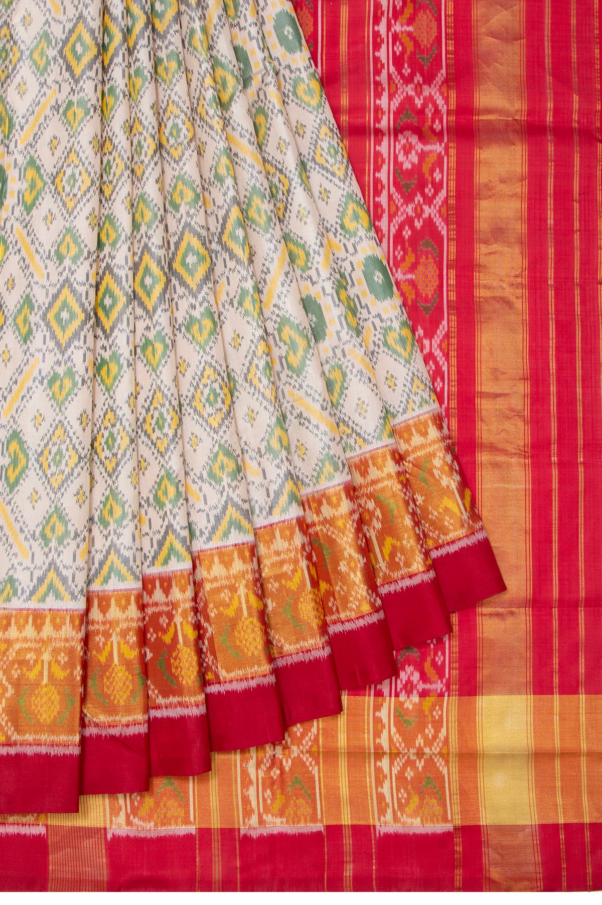 Off White Rajkot Patola Silk Saree