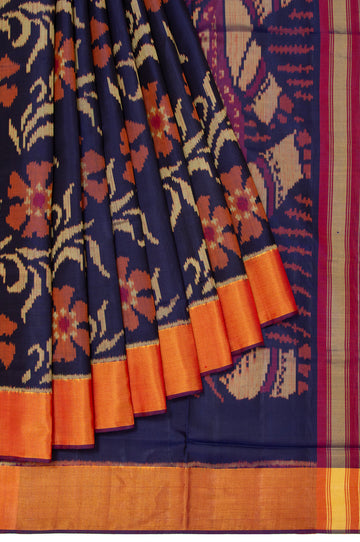 Navy Blue Rajkot Patola Silk Saree