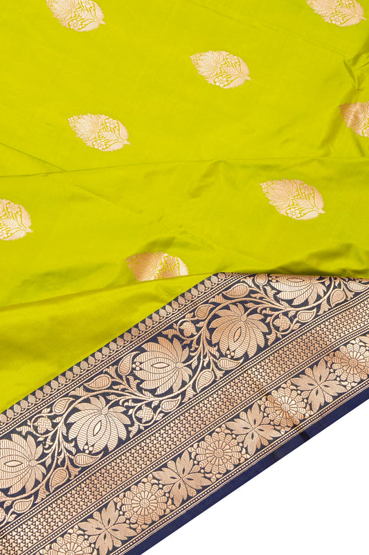 Parrot green Banaras Katan Saree