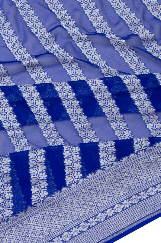 Blue Banaras Georgette Saree