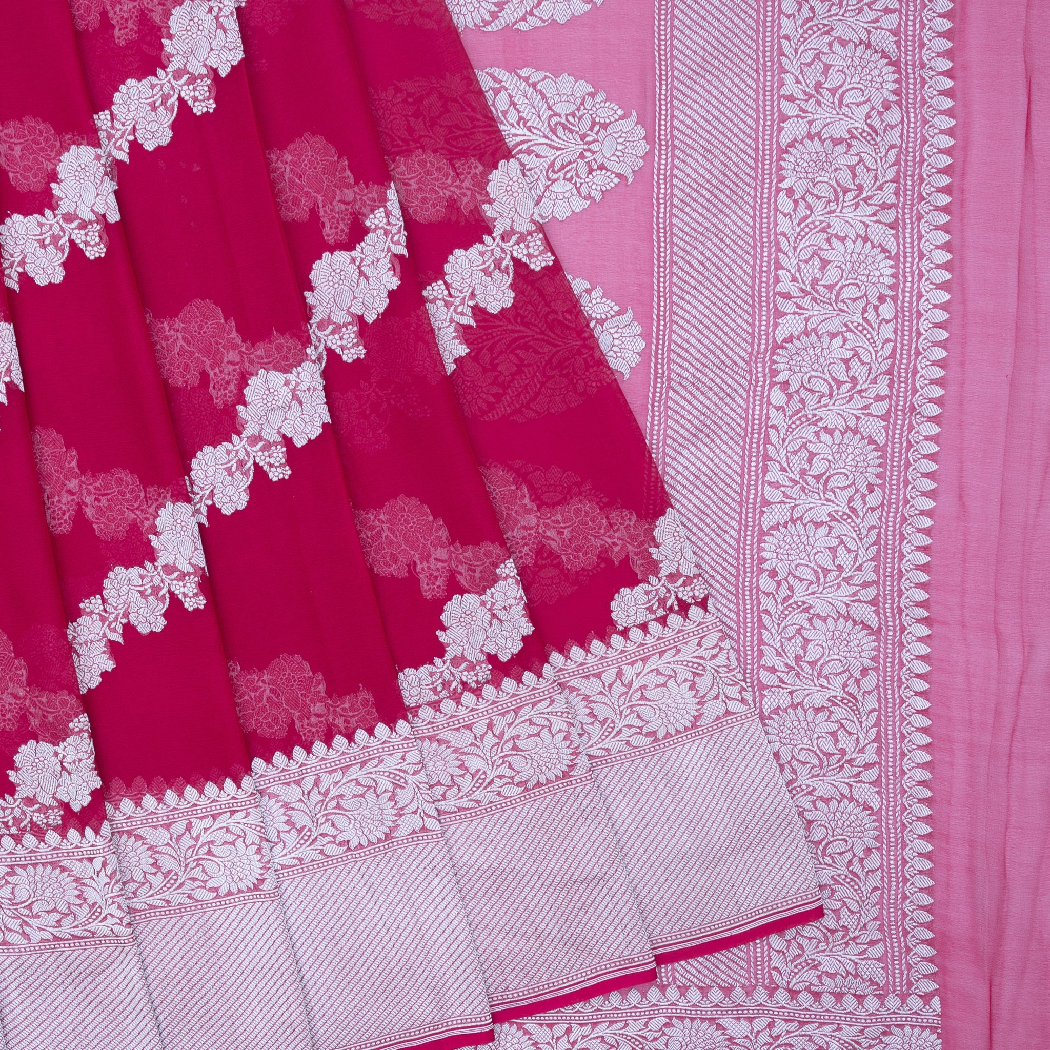 Pink Banaras Georgette Saree