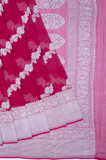 Pink Banaras Georgette Saree