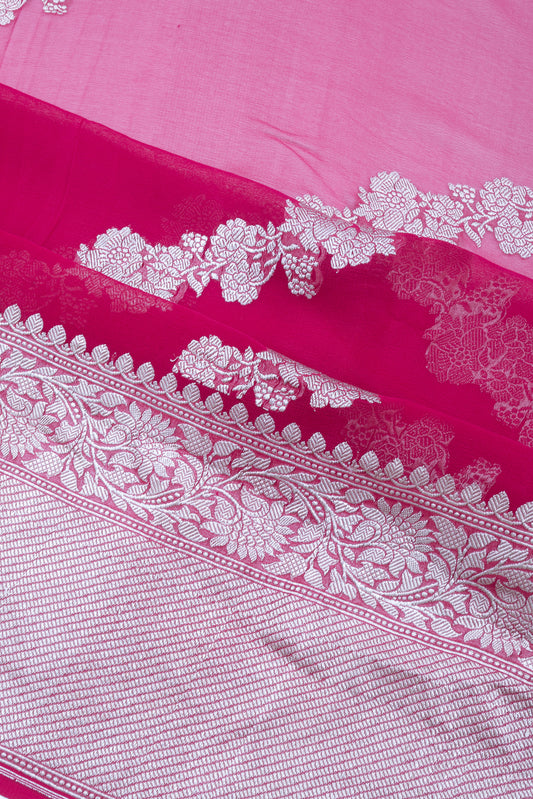 Pink Banaras Georgette Saree