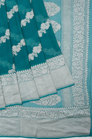 Peacock Blue  Banaras Georgette Saree