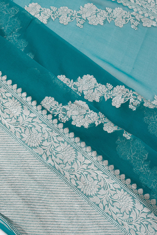 Peacock Blue  Banaras Georgette Saree