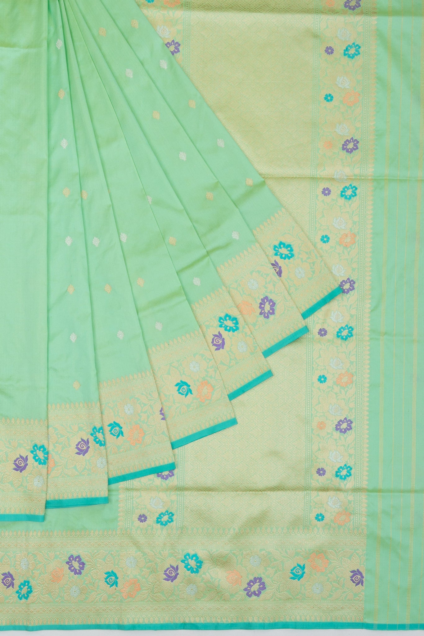 Parrot Green Banaras Katan Saree