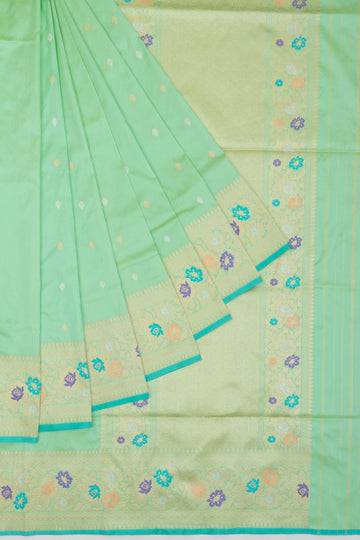 Parrot Green Banaras Katan Saree