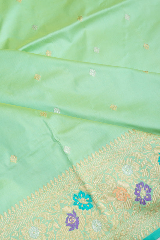 Parrot Green Banaras Katan Saree