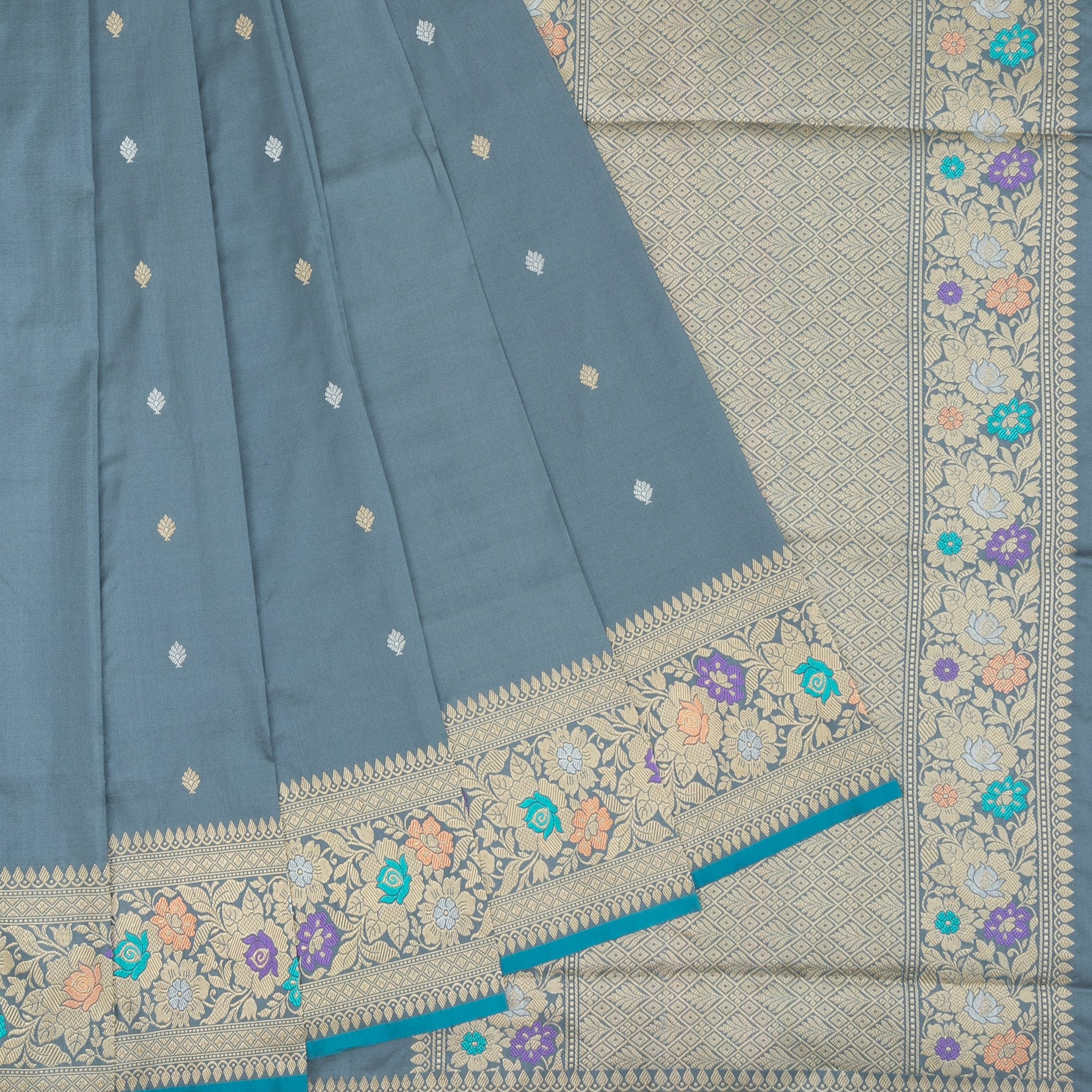 Grey Banaras Katan Saree