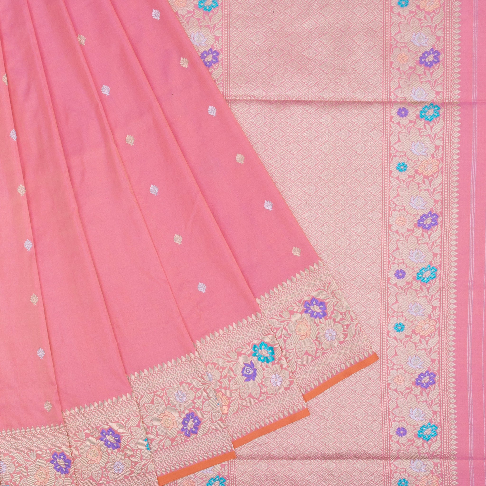 Peach Banaras Katan Saree