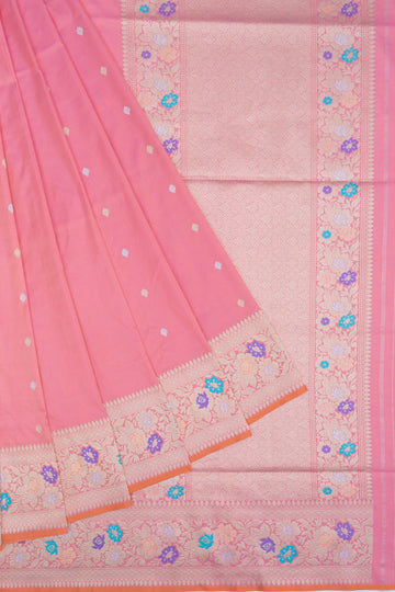 Peach Banaras Katan Saree