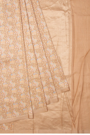 Beige Banaras Katan Saree