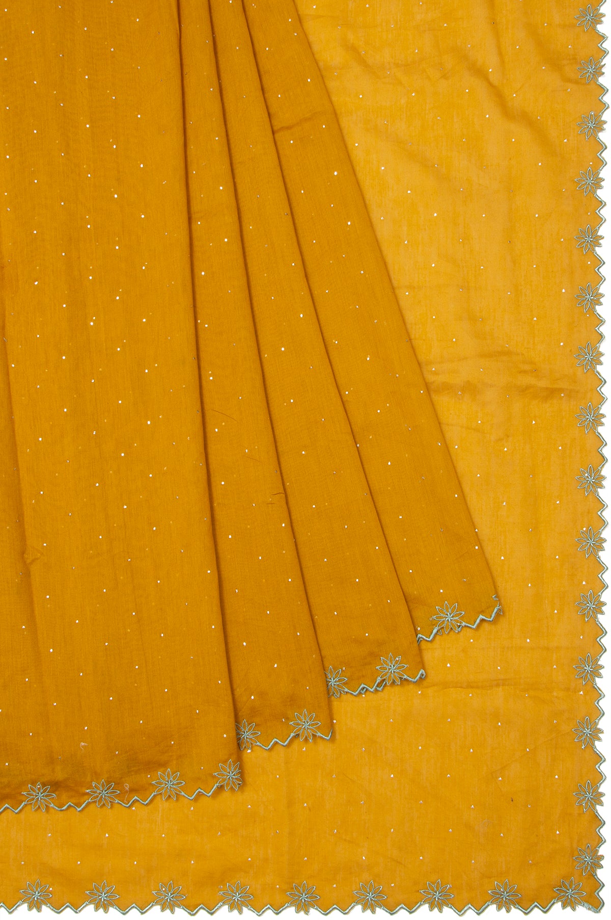 Mustard Chanderi Silk Cotton Saree