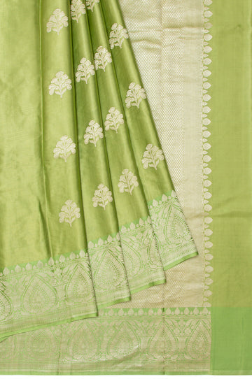 Parrot Green Mashru Silk Saree