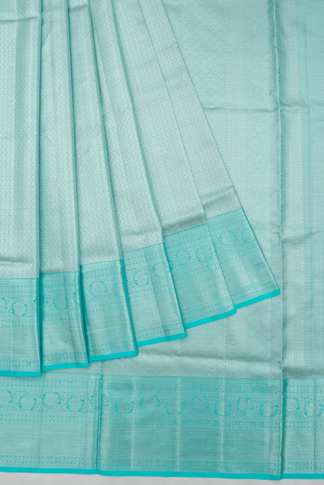 Sea Blue Kanchipuram Tissue Silk Saree