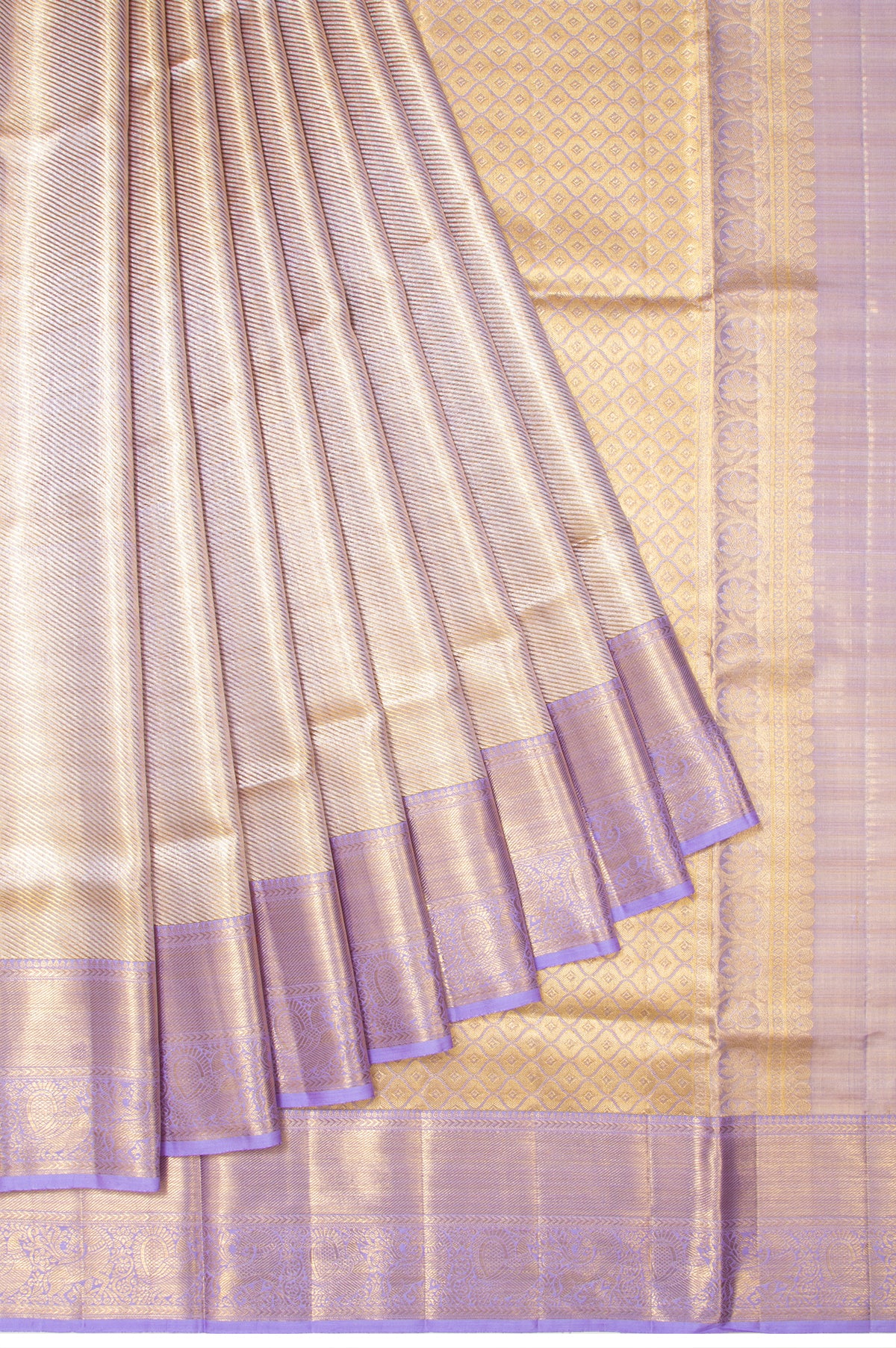 Classic Mush Lavender 2gm Zari Bridal Elegance Kanchipuram Handloom Si –  Capell Haute Couture