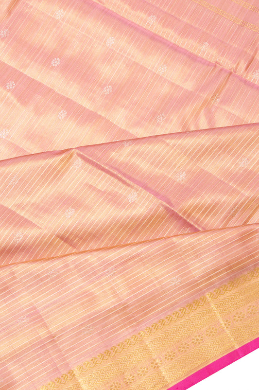 Peach Kanchipuram Tissue Silk Saree