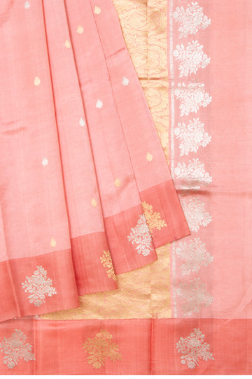 Peach Banaras Katan Silk Saree