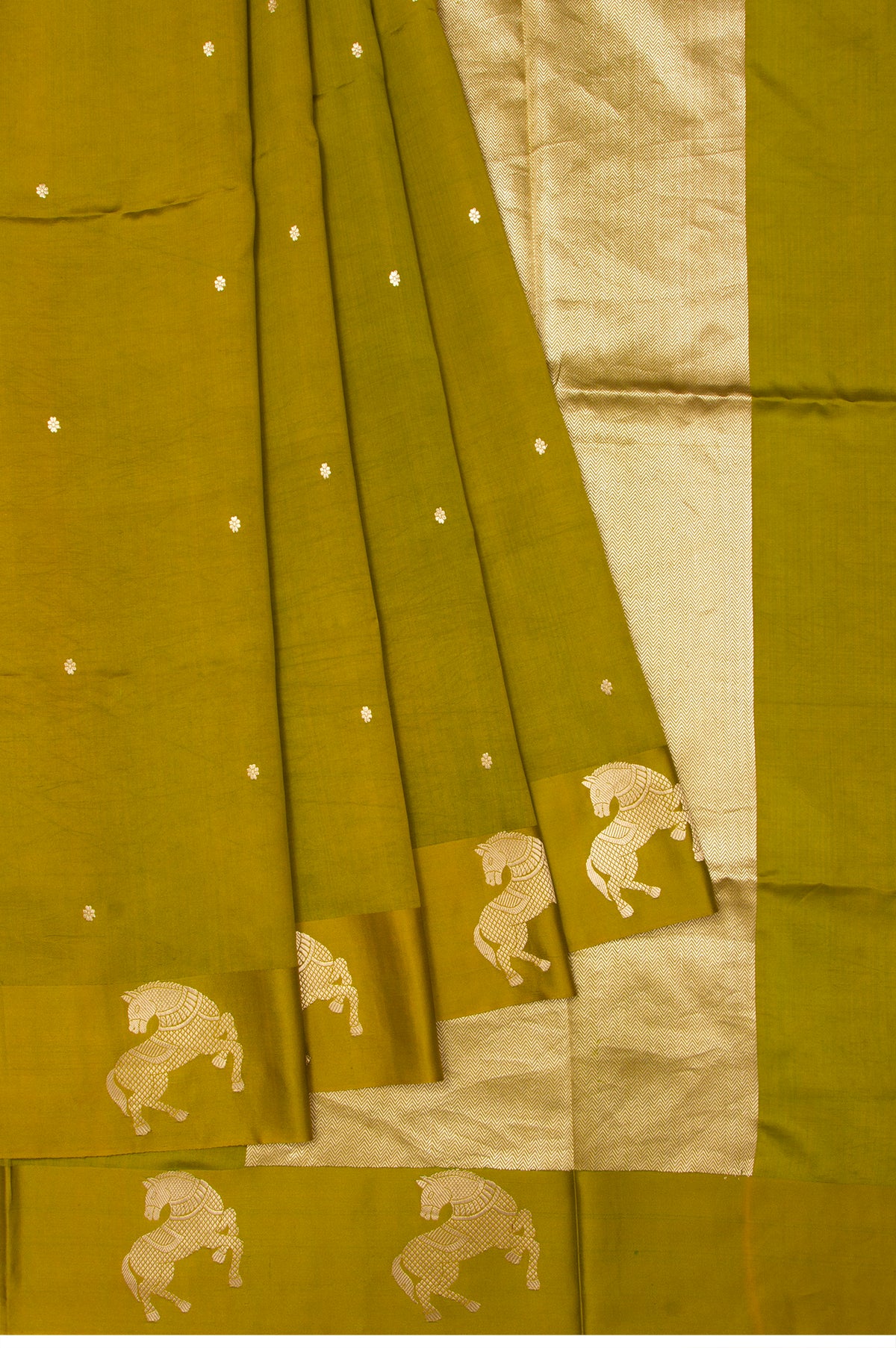 Mehendi green Banaras Katan Silk Saree