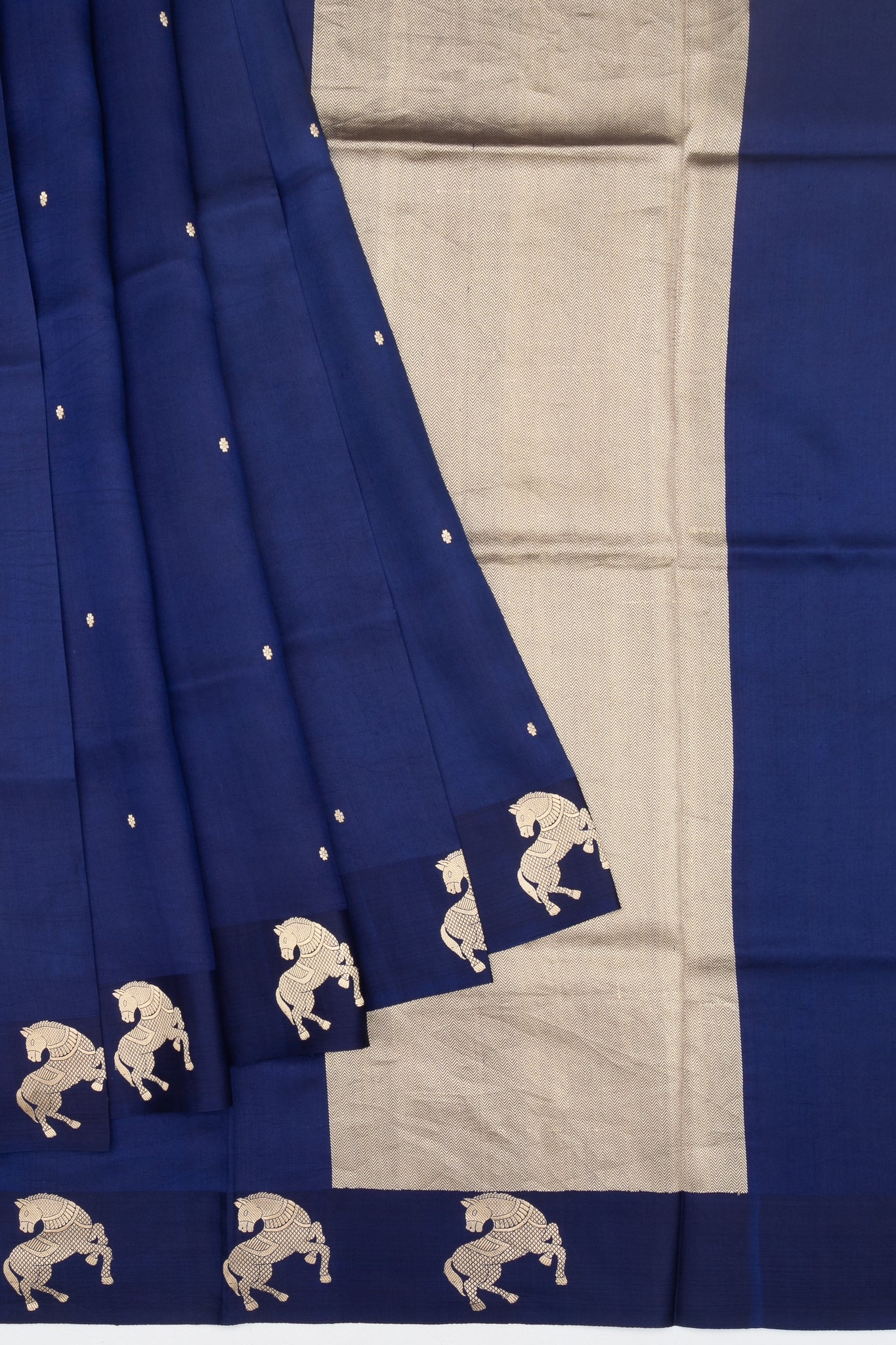 Navy Blue Banaras Katan Saree