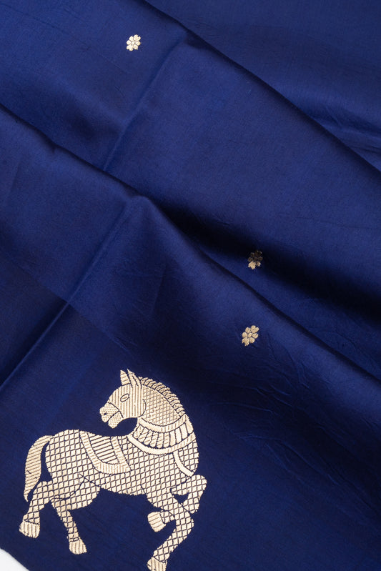 Navy Blue Banaras Katan Saree