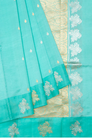 Sky blue Banaras Katan Silk Saree