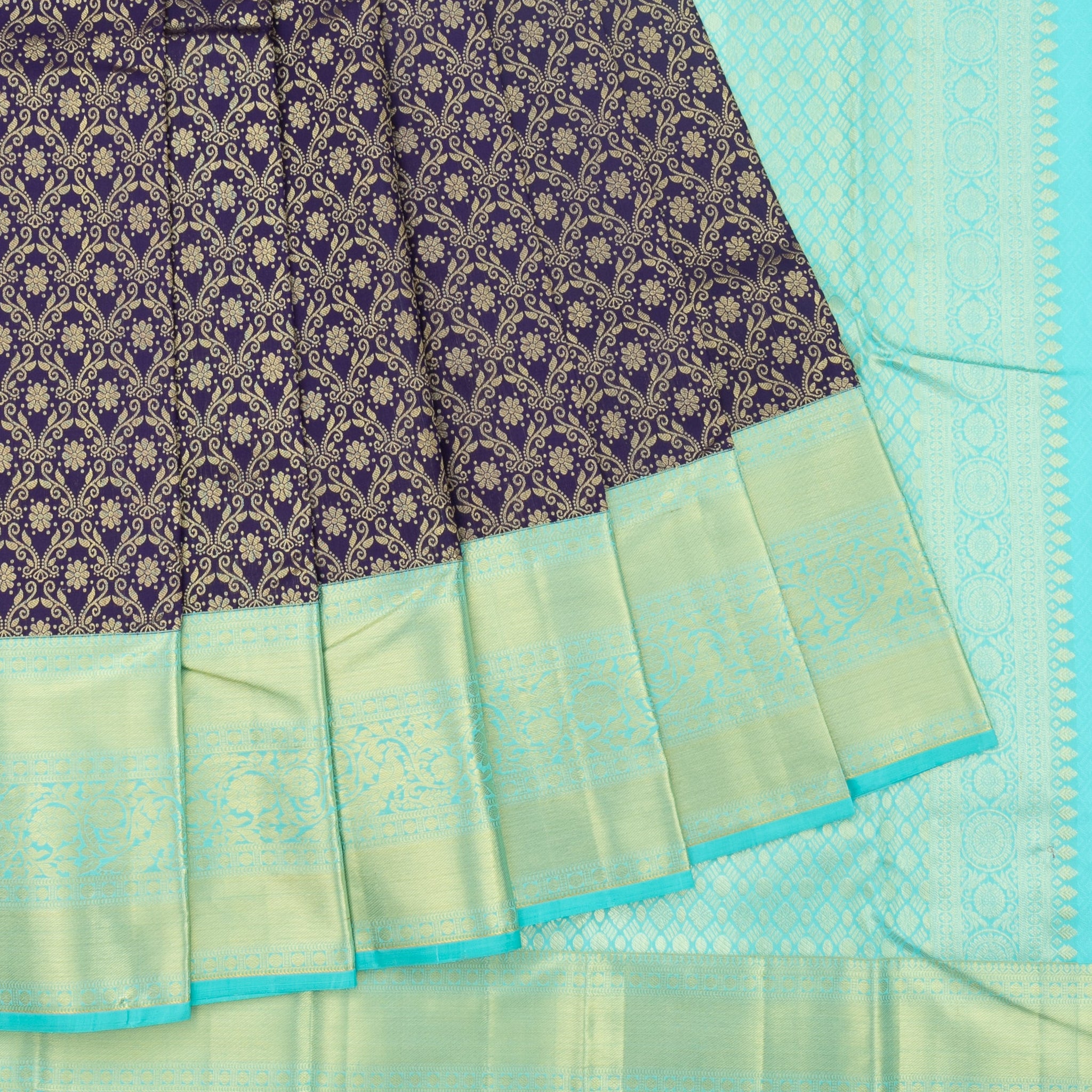 Navy blue Kanchipuram Silk Saree