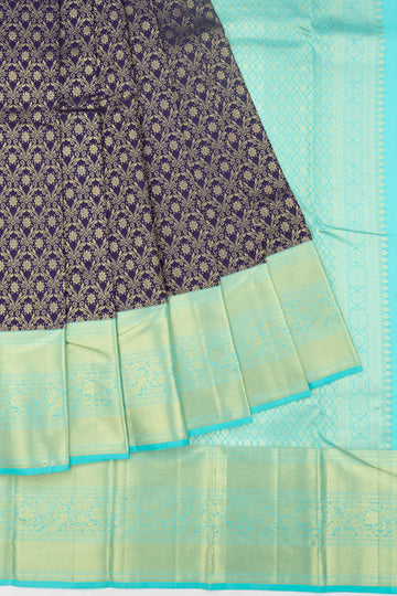 Navy blue Kanchipuram Silk Saree