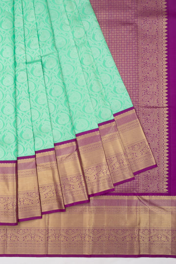 Parrot green Kanchipuram Silk Saree