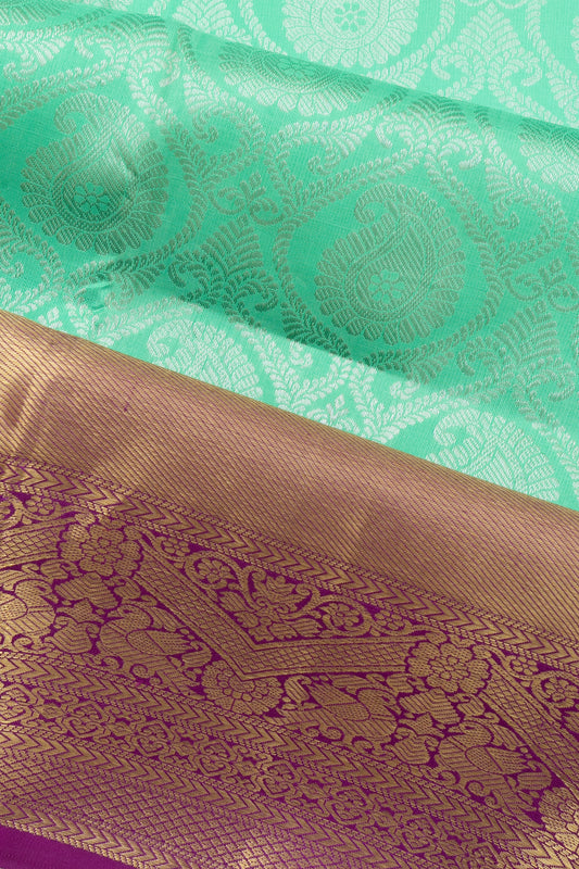 Parrot green Kanchipuram Silk Saree