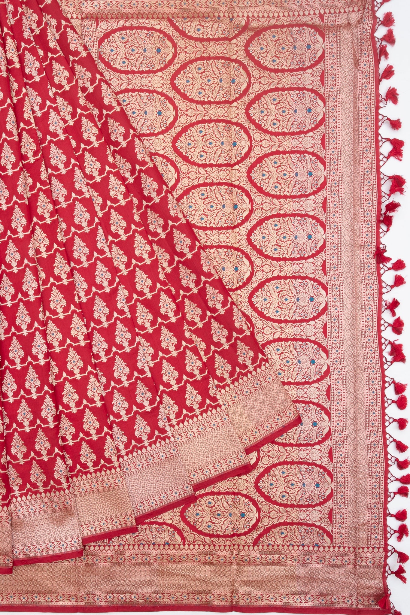 Red Chiniya Silk Saree